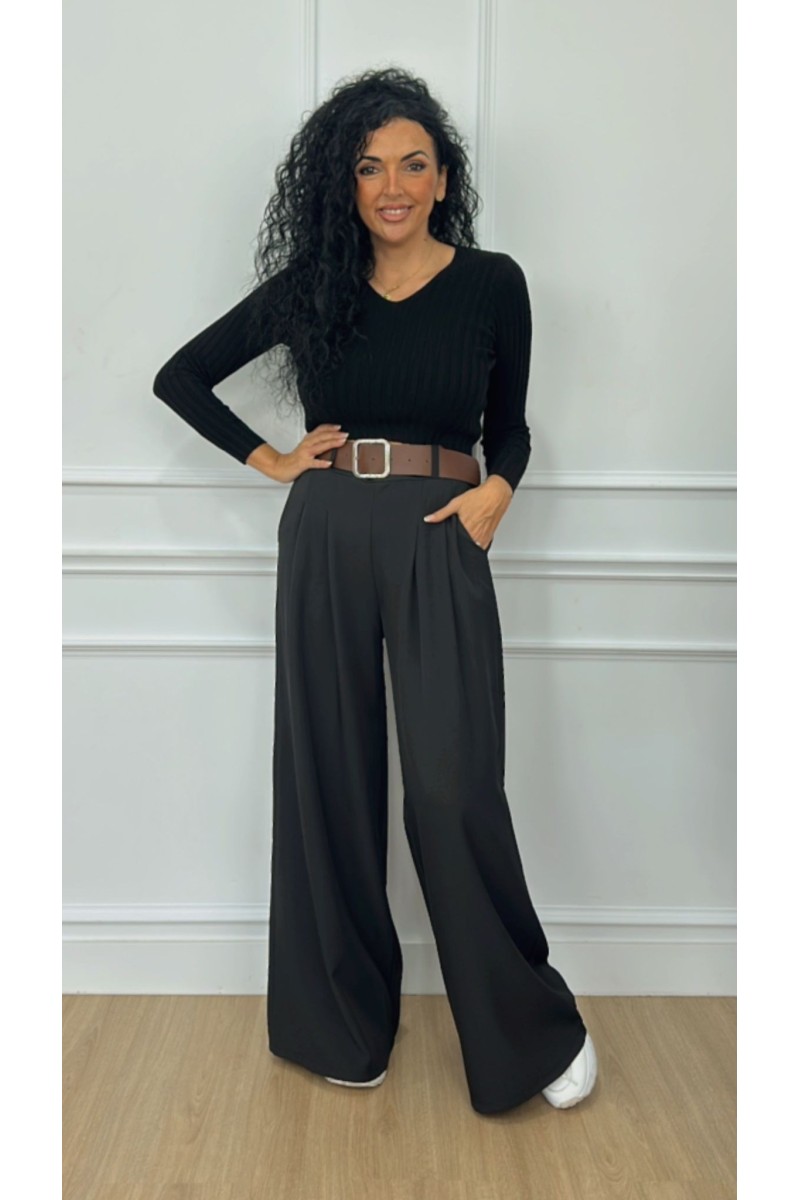 Pantalón pata ancha cinturón Pantalón pata ancha cinturón
