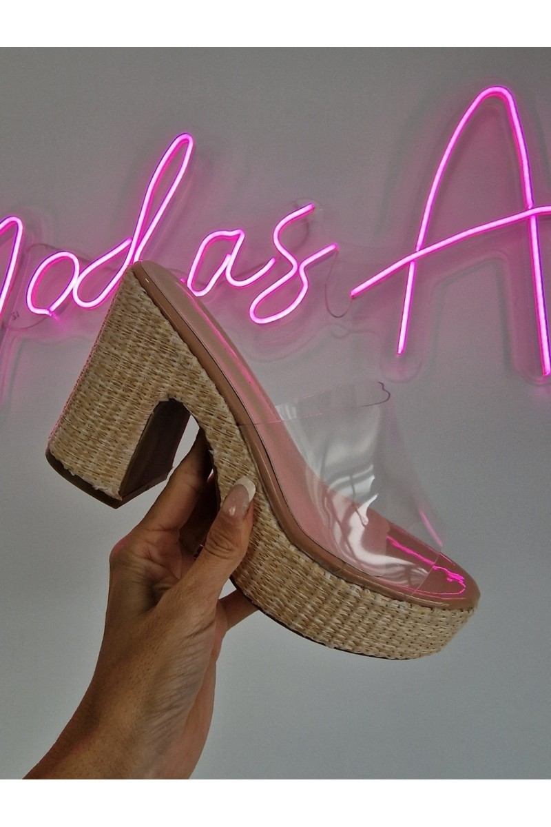 Sandalias rafia transparente