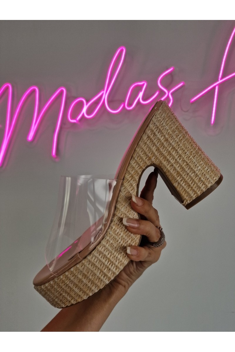Sandalias rafia transparente