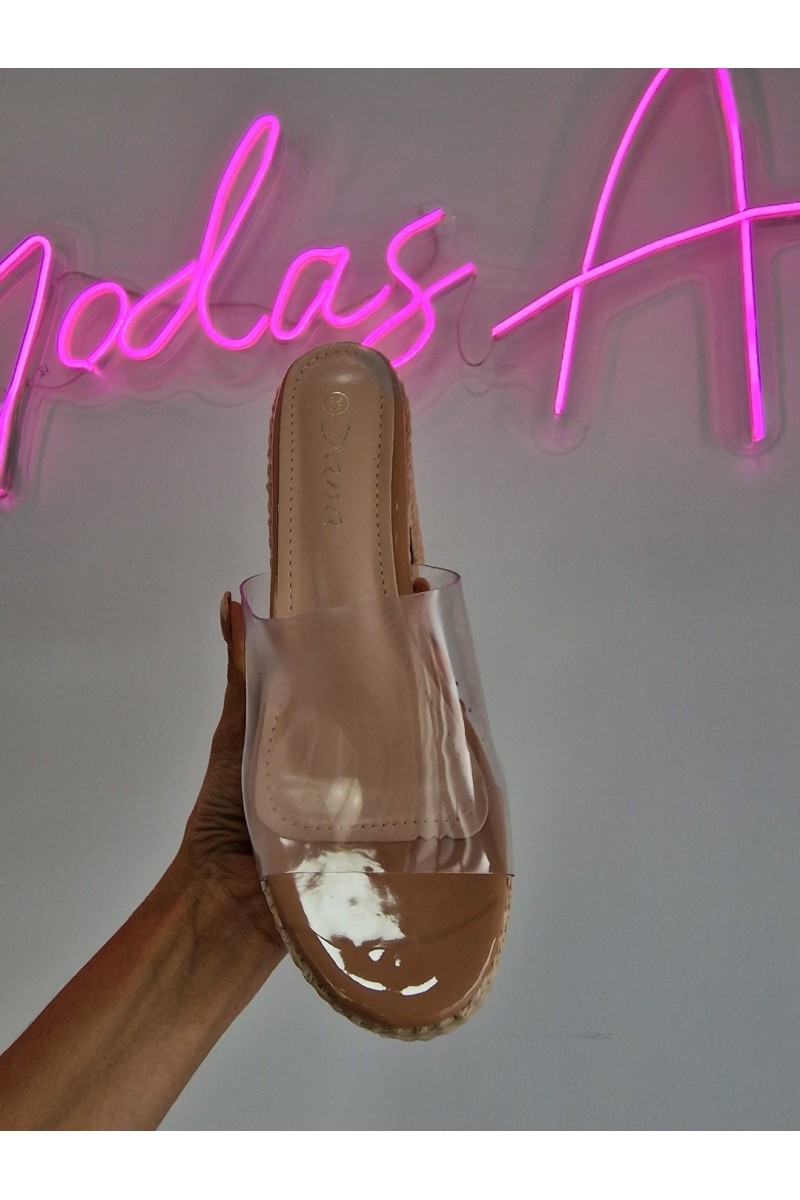Sandalias rafia transparente