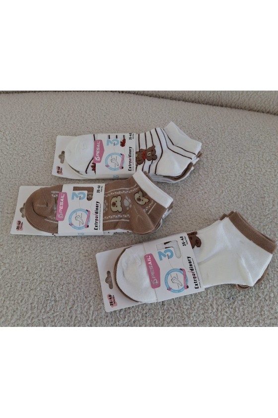 Calcetines tobillero osito pack de 3