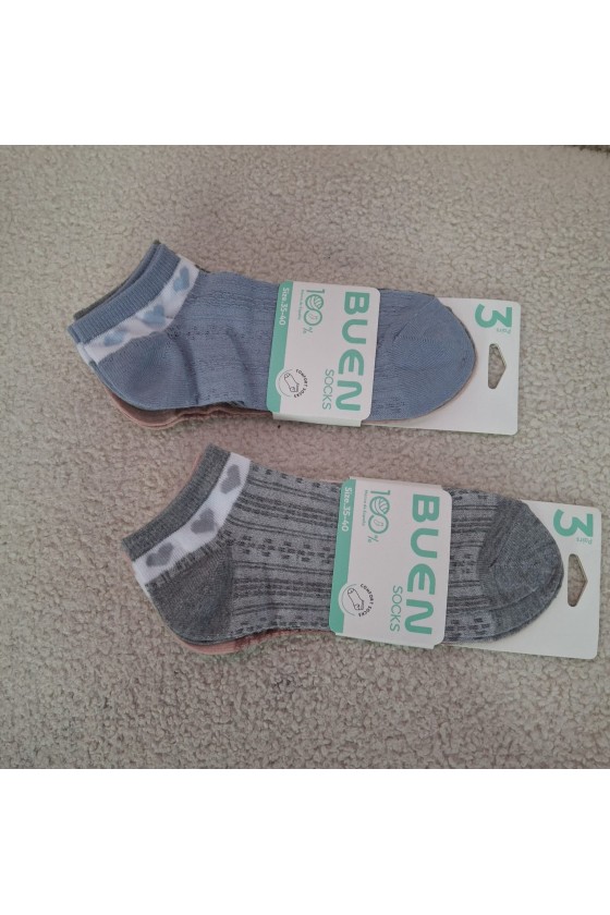 Calcetines tobillero relieve cuore pack de 3