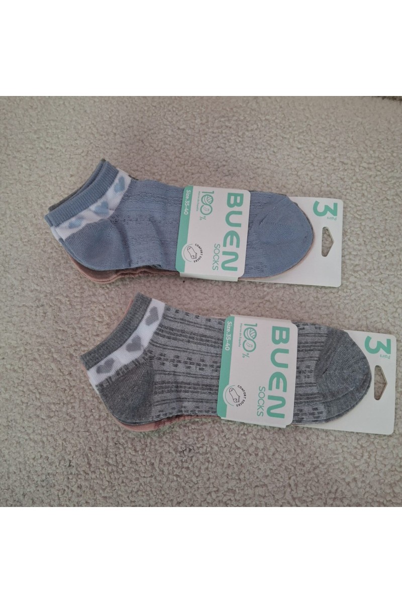 Calcetines tobillero relieve cuore pack de 3 Calcetines tobillero relieve cuore pack de 3