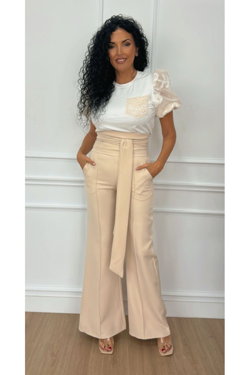 Pantalón tiro alto lazada Pantalón tiro alto lazada