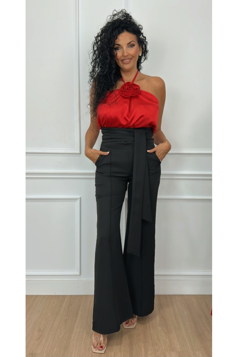 Pantalón tiro alto lazada
