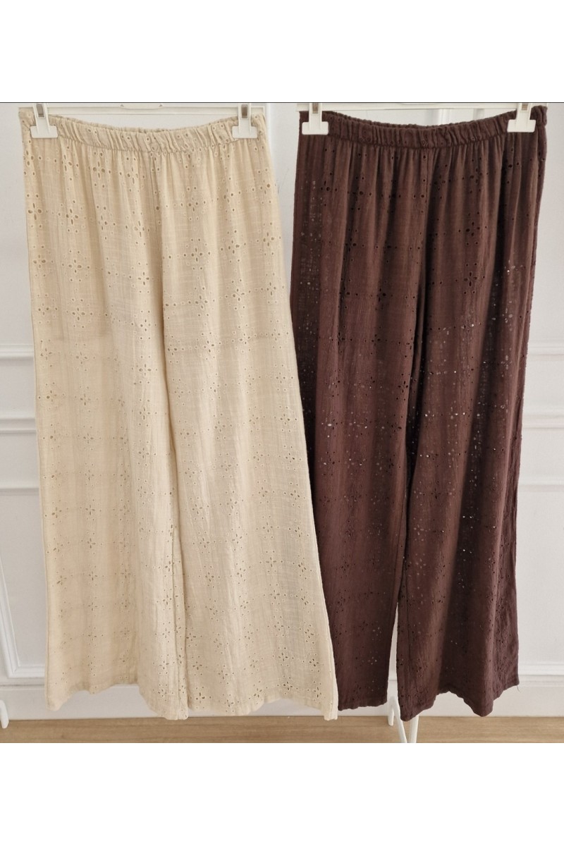 Pantalón perforado lino
