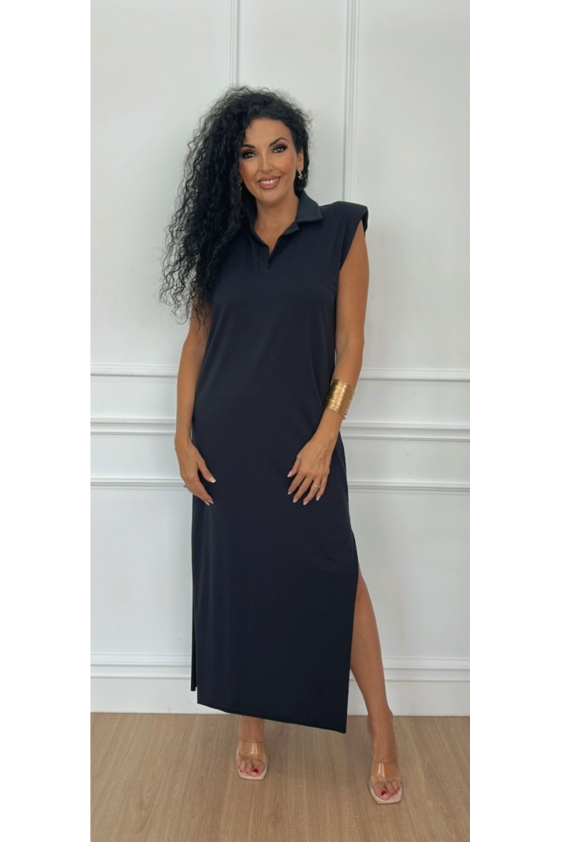 Vestido hombreras cuello polo Vestido hombreras cuello polo