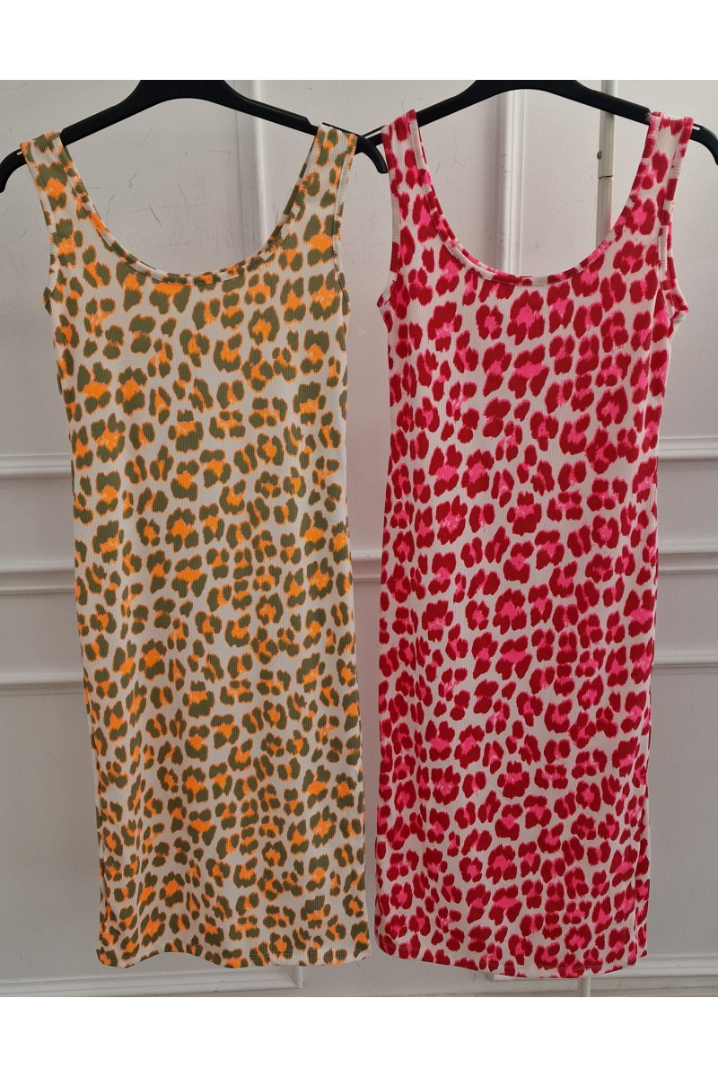 Vestido canalé leo flúor