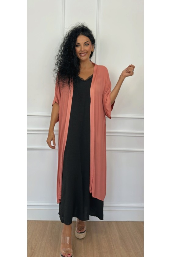 Maxi kimono filo satinado